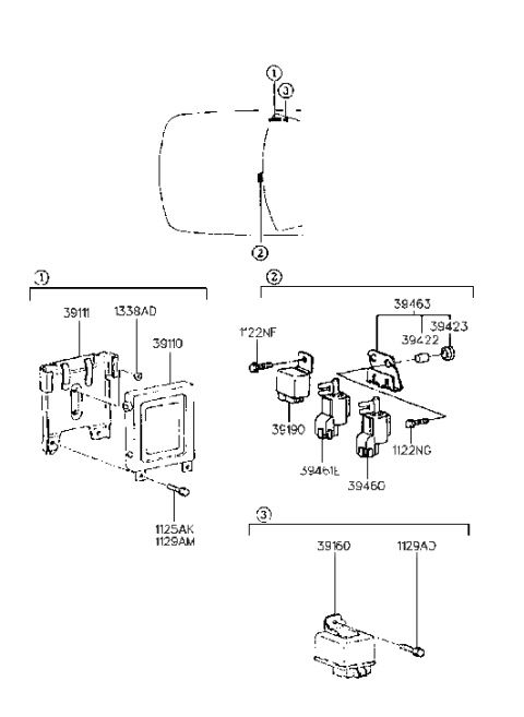 2003 Hyundai Santa Fe  Resistor-W/Diode Diagram for 3919032490