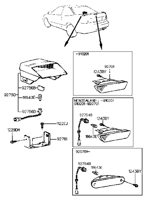 2002 Hyundai Santa Fe  Bracket-High Mounted Stop Lamp Mounting Diagram for 9276123000