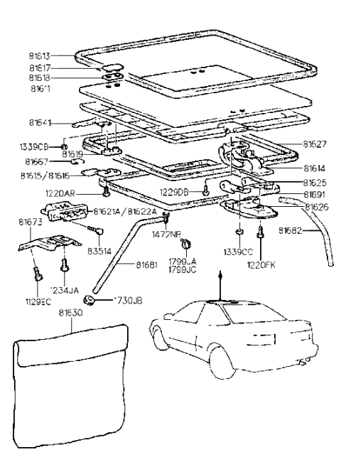 2002 Hyundai Santa Fe Escutcheon-Sunroof Handle Diagram for 8162623000AR