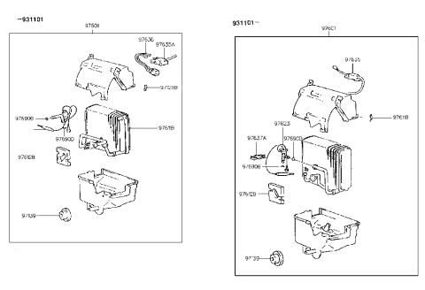 2004 Hyundai Santa Fe  EVAPORATOR Unit Diagram for 9760124001
