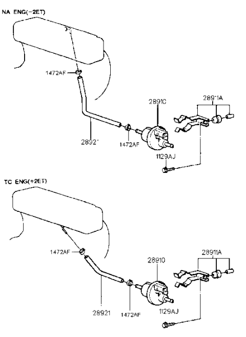 2002 Hyundai Santa Fe Hose-Vapor Diagram for 2892122002