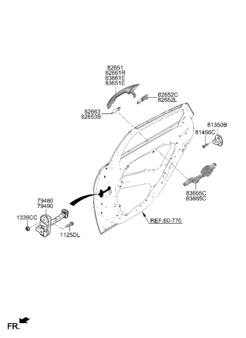 2007 Hyundai Accent  Cover-FR Dr O/S HDL LH Diagram for 82652L1000