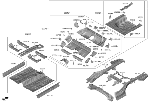 2007 Hyundai Accent  REINF Assembly-RR FLR W/HSE FR, RH Diagram for 65565L1000