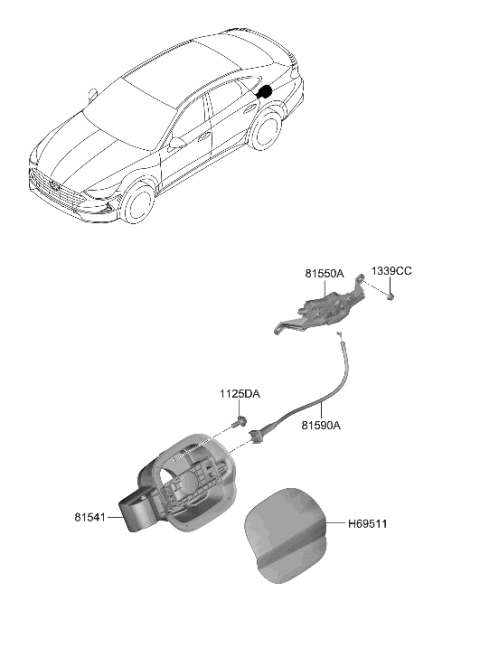 2007 Hyundai Accent Lock Assembly-Fuel Filler Door Diagram for 81550L1000