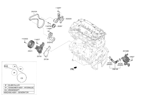 2005 Hyundai XG350 TENSIONER Assembly-Hydraulic Diagram for 252832J600