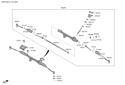 2006 Hyundai Accent Gear Assembly-Steering Diagram for 56500L1000