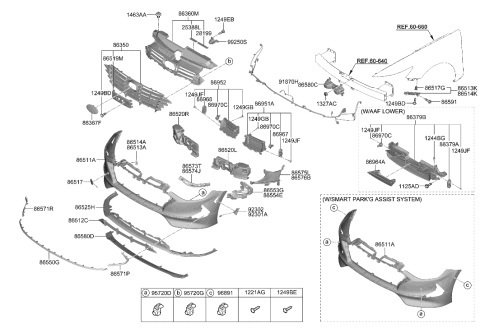 2018 Hyundai Ioniq  REINF-FR Bumper Cover Diagram for 64928L0000