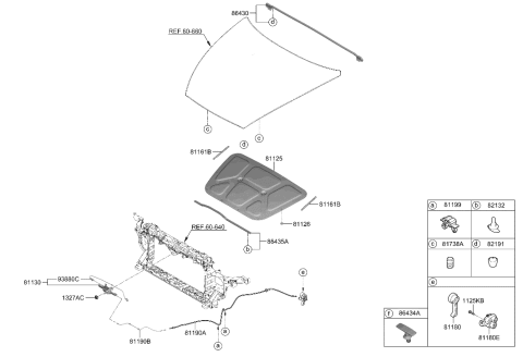 2006 Hyundai Accent  Latch Assembly-Hood Diagram for 81130L1000