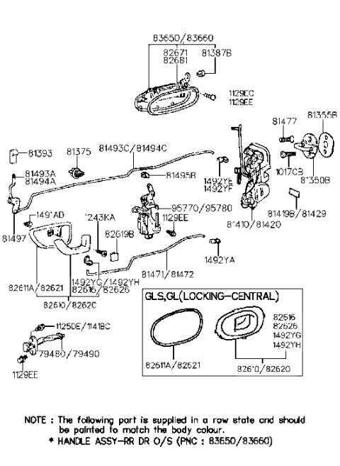 2013 Hyundai Equus  Rear Door Inside Handle Rod, Left Diagram for 8147134000