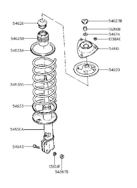 1989 Hyundai Excel Spring, Upper Seat Assembly Diagram for 5462034000