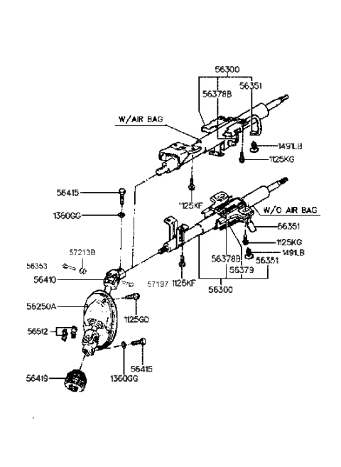 1986 Hyundai Excel  Nut-Adjust Diagram for 5635434010