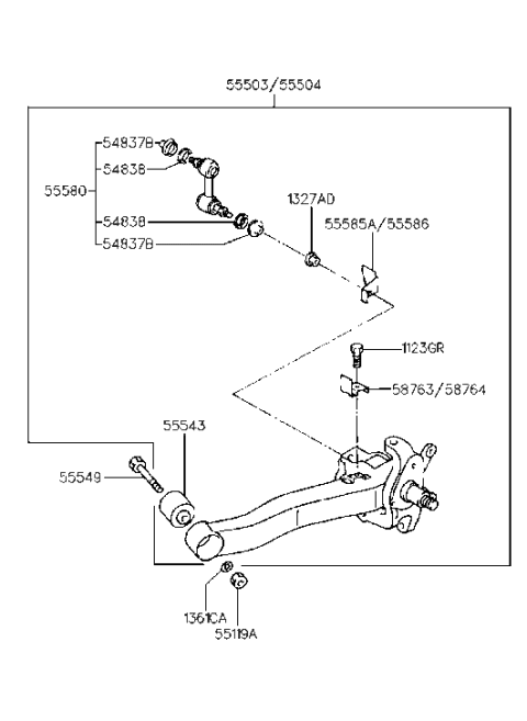1985 Hyundai Excel  Stopper, RH Diagram for 5558637000