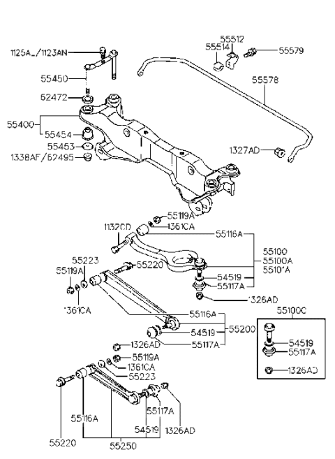 2013 Hyundai Equus  Bar-Rear Stabilizer Diagram for 5557134000