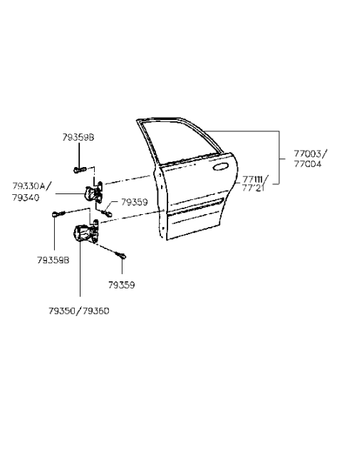 1985 Hyundai Excel Hinge Assembly-Rear Door Lower, LH Diagram for 7935034000