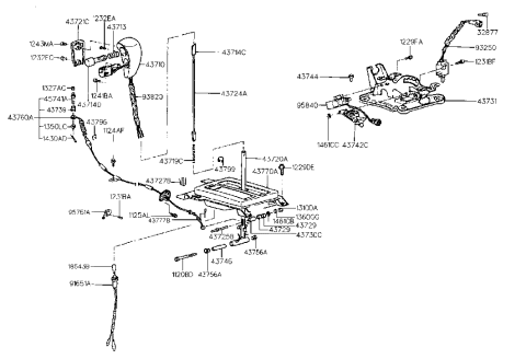 1987 Hyundai Excel  Lever-Lock & Release Diagram for 4374334731