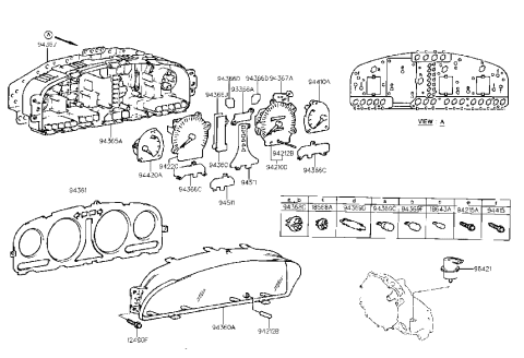 1987 Hyundai Excel  Gauge Assembly-Fuel Diagram for 9441034020