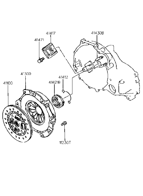 1986 Hyundai Excel  Boot-Release Fork Diagram for 4141734000