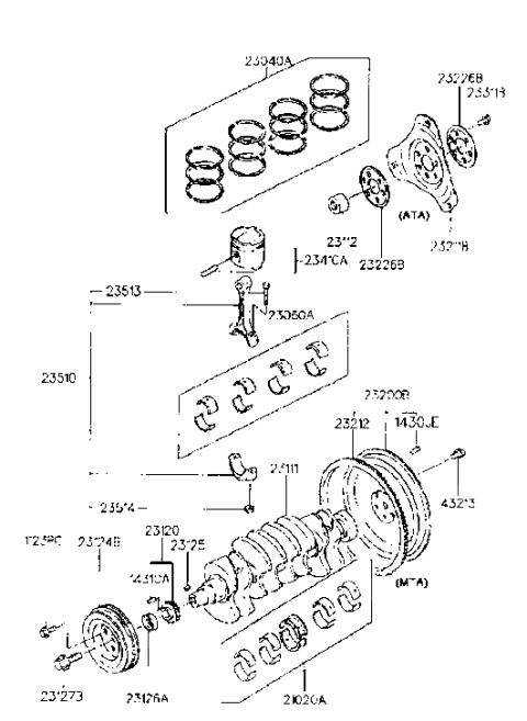 2013 Hyundai Equus Bolt-Drive Plate Diagram for 2331121054