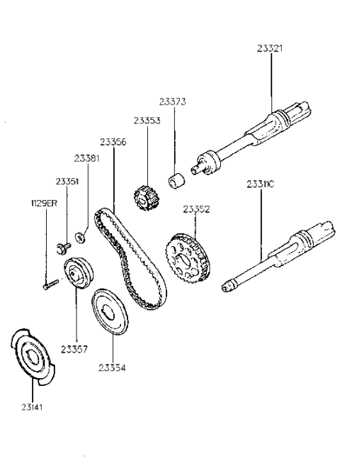 1987 Hyundai Excel Bolt Diagram for 2335132010