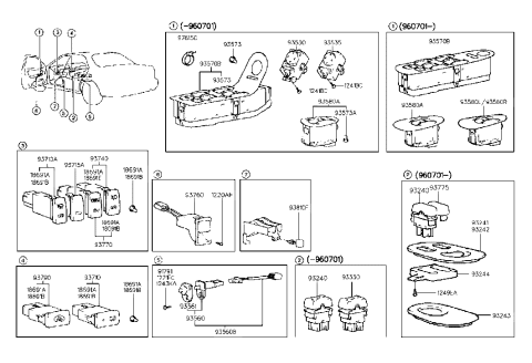 1985 Hyundai Excel  Switch Assembly-Door Diagram for 9356023100
