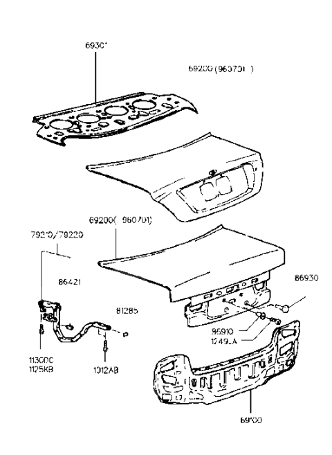 1986 Hyundai Excel Bolt Diagram for 1012706401