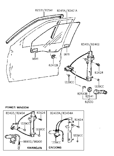 2013 Hyundai Equus Glass-Front Door Window LH Diagram for 8241134020