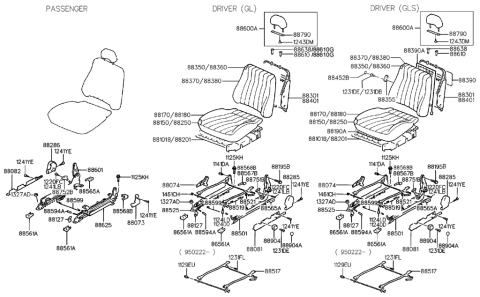 1987 Hyundai Excel  Armrest Assembly Diagram for 8890537000AQ