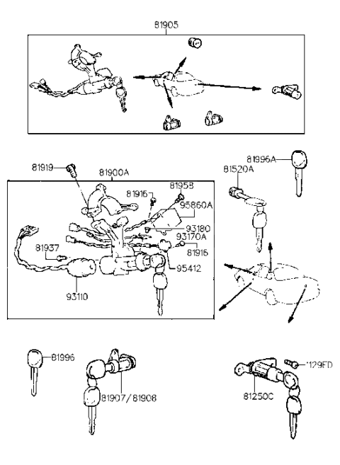 2015 Hyundai Equus  Lock Assembly-Glove Box Diagram for 8152034A00