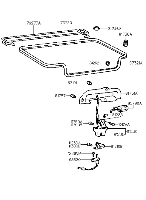 2013 Hyundai Equus Trunk Lid Latch Assembly Diagram for 8124034010