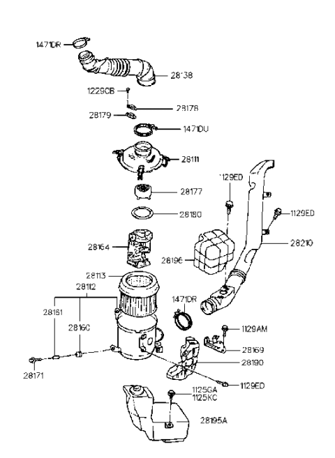 2013 Hyundai Equus  Body-Air Cleaner Diagram for 2811233302
