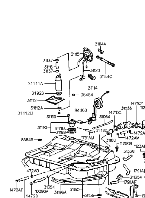1986 Hyundai Excel  Clamp-Hose Diagram for 1471152003