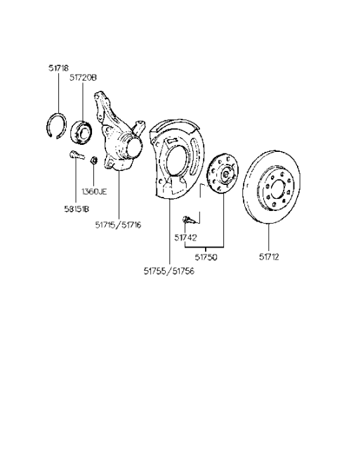 2015 Hyundai Equus Knuckle-Front Axle, RH Diagram for 5171634000