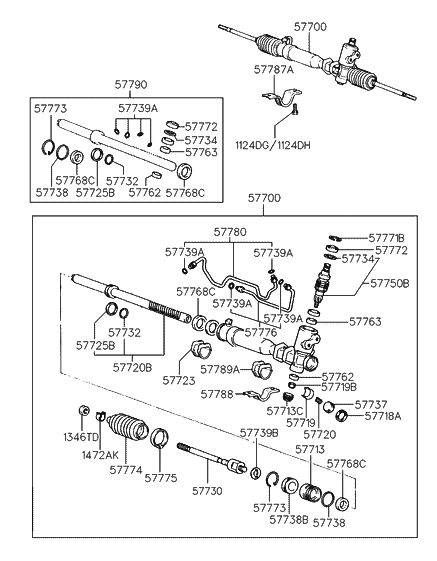 1986 Hyundai Excel  Seal Kit-Power Steering Gear Diagram for 5779034A00