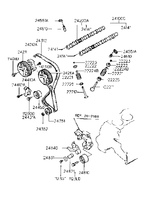 1986 Hyundai Excel  Camshaft Assembly-Intake Diagram for 2410033110