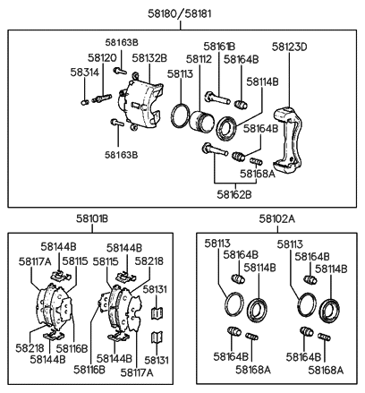 2013 Hyundai Equus CALIPER Kit-Front Brake, LH Diagram for 5818034A00