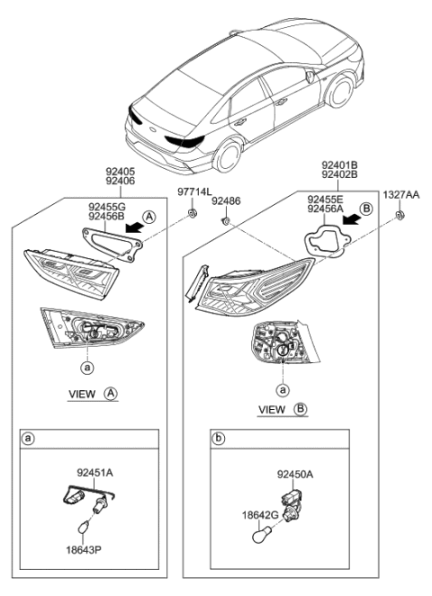 2006 Hyundai Santa Fe Lamp Assembly-Rear Combination Inside, RH Diagram for 92404E6650