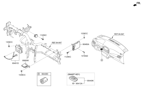 2006 Hyundai Santa Fe  Brake Control Module And Receiver Unit Assembly Diagram for 95400E6302