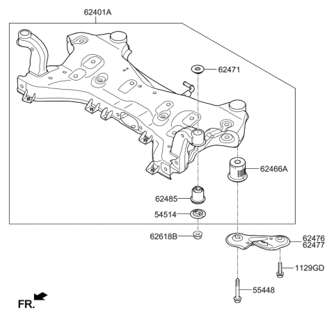 2006 Hyundai Santa Fe Bushing-Crossmember Mounting Diagram for 62485D4100