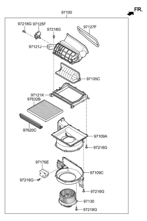2006 Hyundai Santa Fe  Case-Blower, Upper Diagram for 97111C1020
