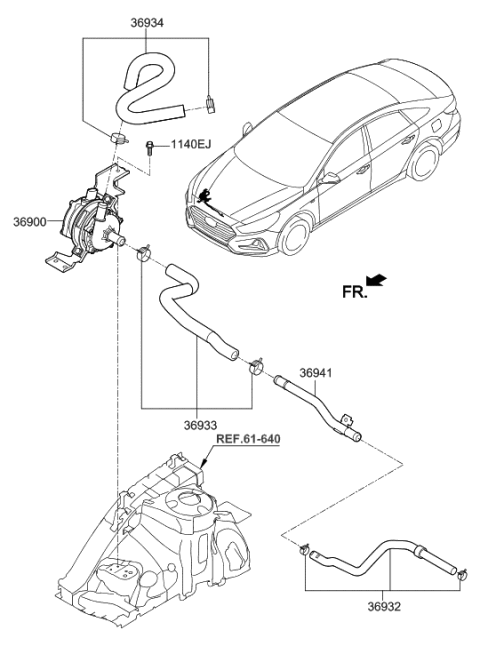 2006 Hyundai Santa Fe Hose Assembly-Electronic Water Pump Diagram for 369223D600