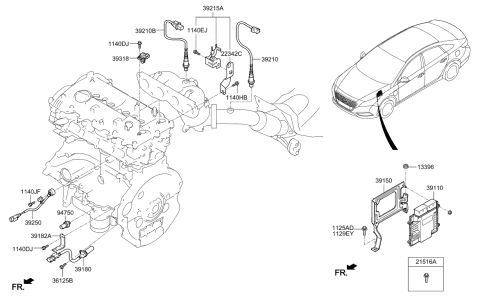 2006 Hyundai Santa Fe Sensor-Camshaft Position Diagram for 393502E600