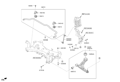 2006 Hyundai Santa Fe  Bar Assembly-Front Stabilizer Diagram for 54810C2300