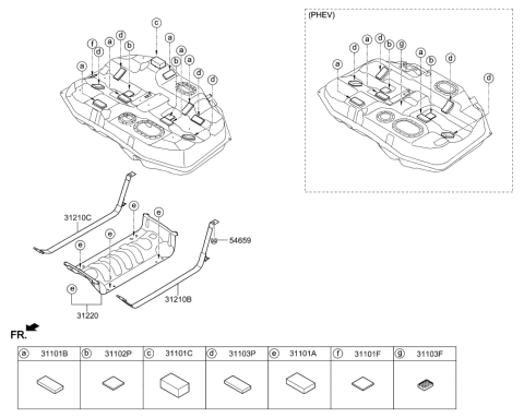 2006 Hyundai Santa Fe Pad-Fuel Tank Diagram for 31101C1000