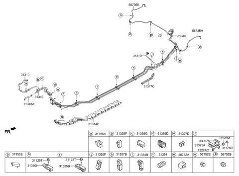 2006 Hyundai Santa Fe  Clip-Brake Fluid Line Diagram for 58752F6000