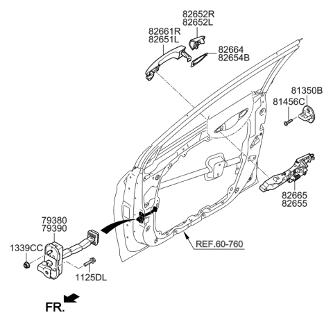 2006 Hyundai Santa Fe  Checker Assembly-Front Door, RH Diagram for 79390C1020