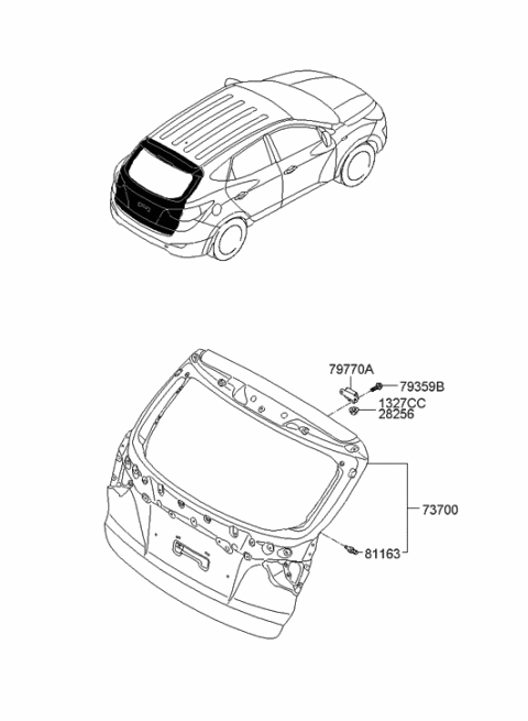 2021 Hyundai Kona Electric Panel Assembly-Tail Gate Diagram for 737002S000
