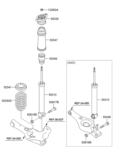 2022 Hyundai Genesis G90 Rear Bumper Spring Diagram for 553483M000
