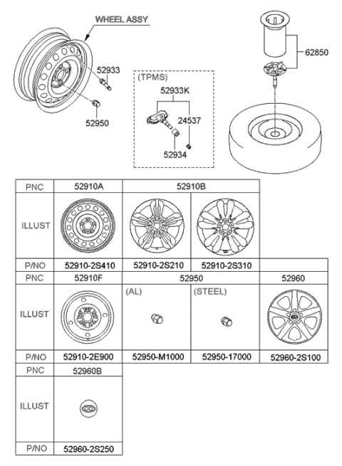 2022 Hyundai Kona Electric  17 Inch Wheel Diagram for 529102S210