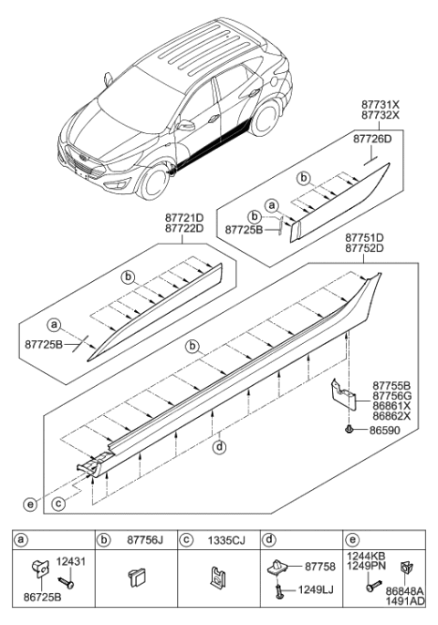 2022 Hyundai Genesis G90  Clip-Side Sill Moulding Mounting Diagram for 877582S000