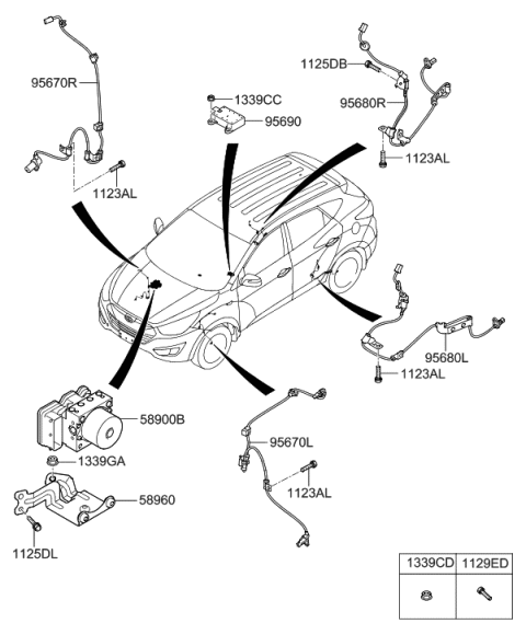 2022 Hyundai Kona Electric Sensor Assembly-Abs Real Wheel , LH Diagram for 956802S300